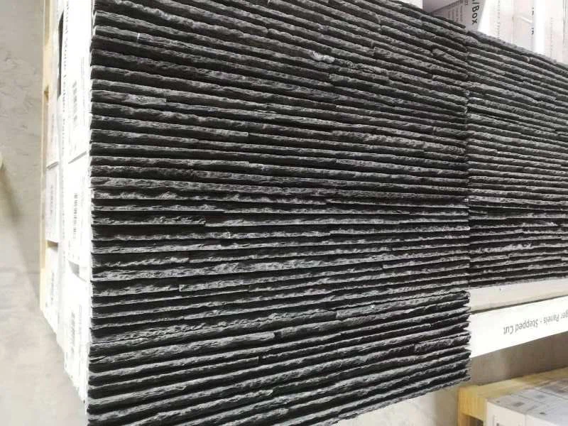 Black Stone Waterfall Wall Panels