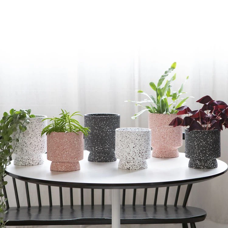 Black Terrazzo Cylinder Planter