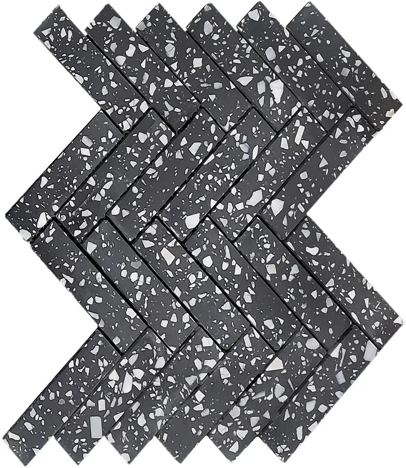 Black Terrazzo Mosaic Tiles Floor Paving