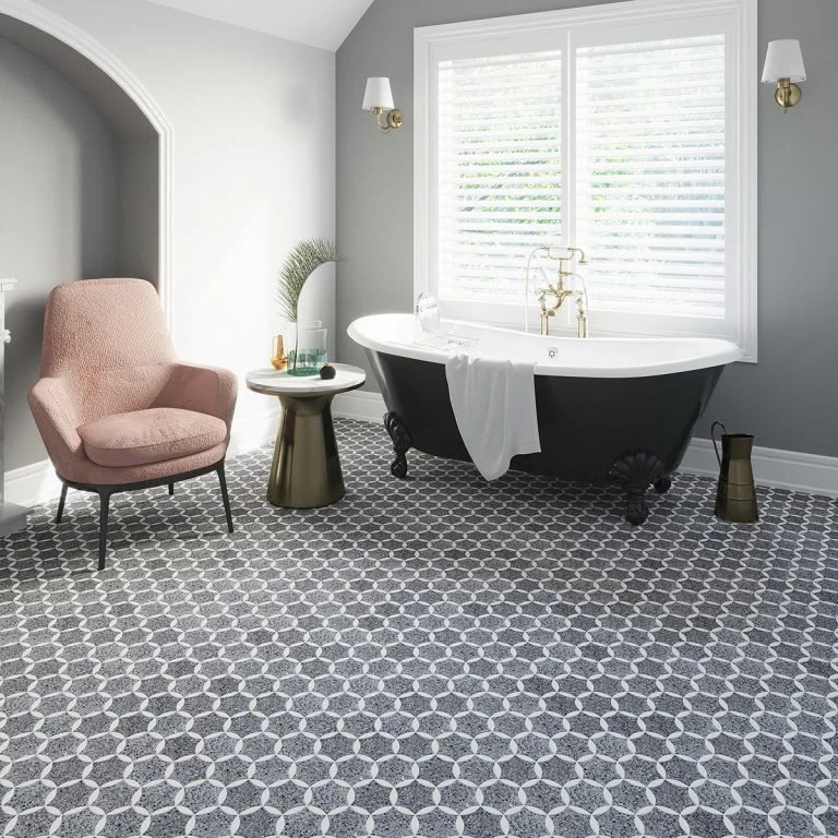 Black Terrazzo Mosaic Tiles Floor Paving