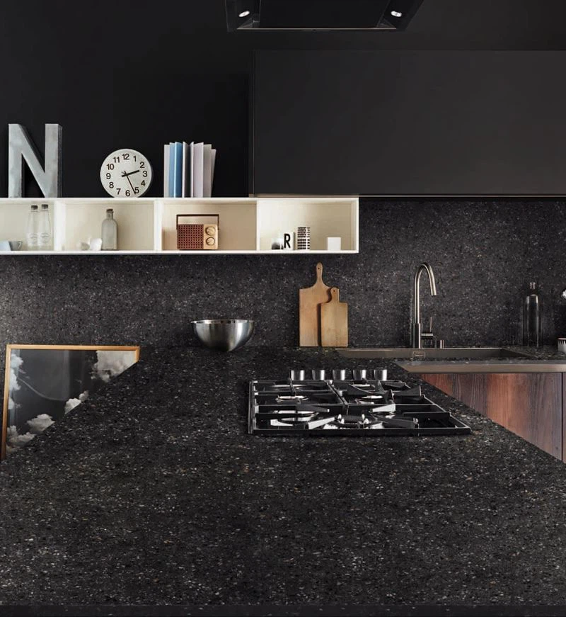 Black Terrazzo Slabs and Tiles