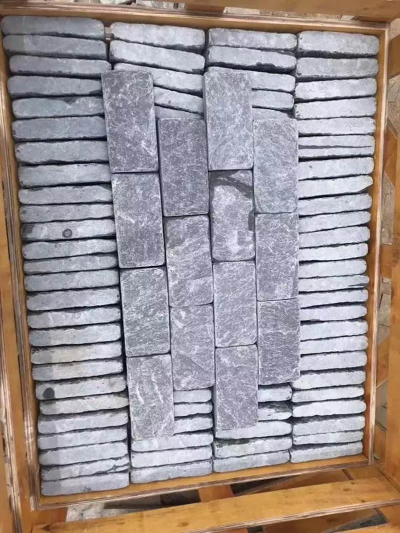 Black Tumbled Slate Cobbled Pavers