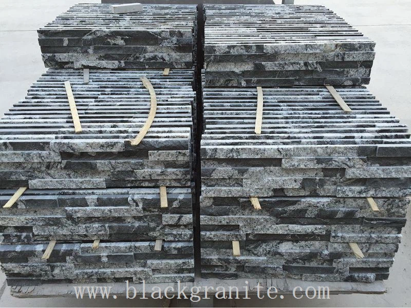 Black and White Granite Tiles and Stairs with White Veins