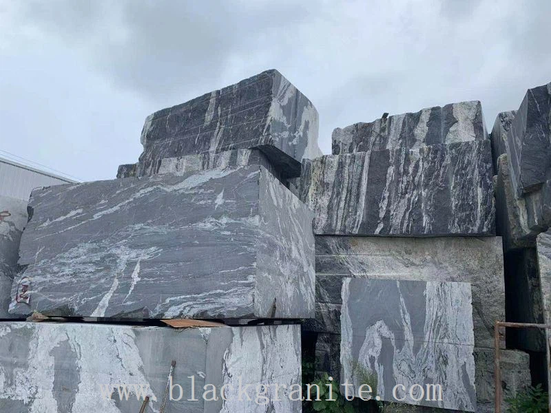 Black and White Granite Tiles and Stairs with White Veins