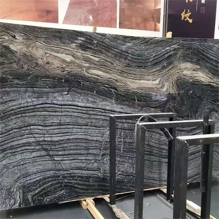 China Black Wooden Vein Marble Slabs
