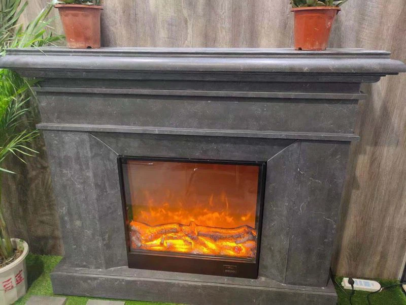 China Blue Black Limestone Fireplaces