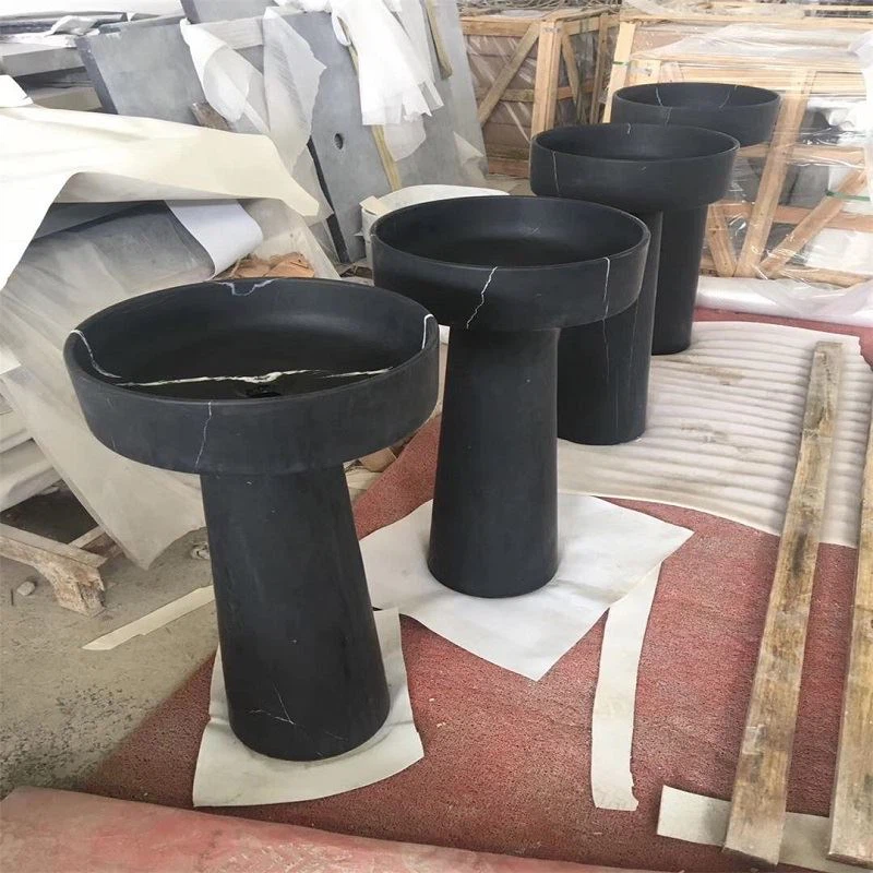 Customized Styles Black Marble Pedestal Sinks