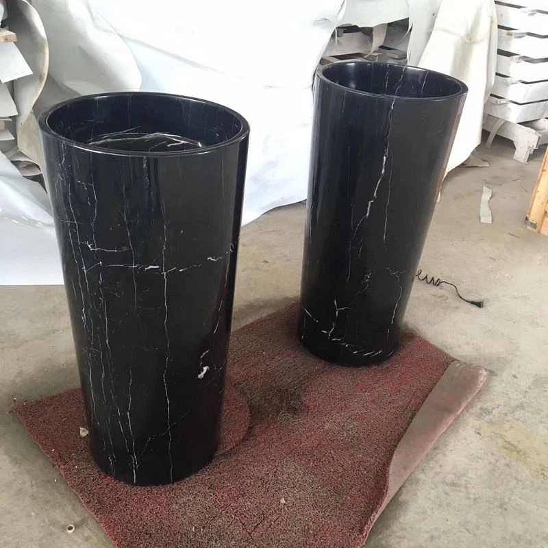 Customized Styles Black Marble Pedestal Sinks