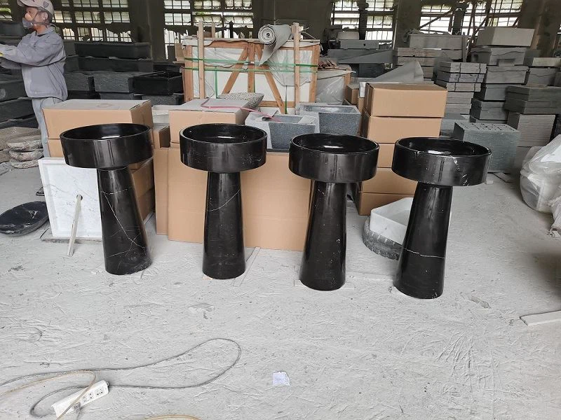 Customized Styles Black Marble Pedestal Sinks