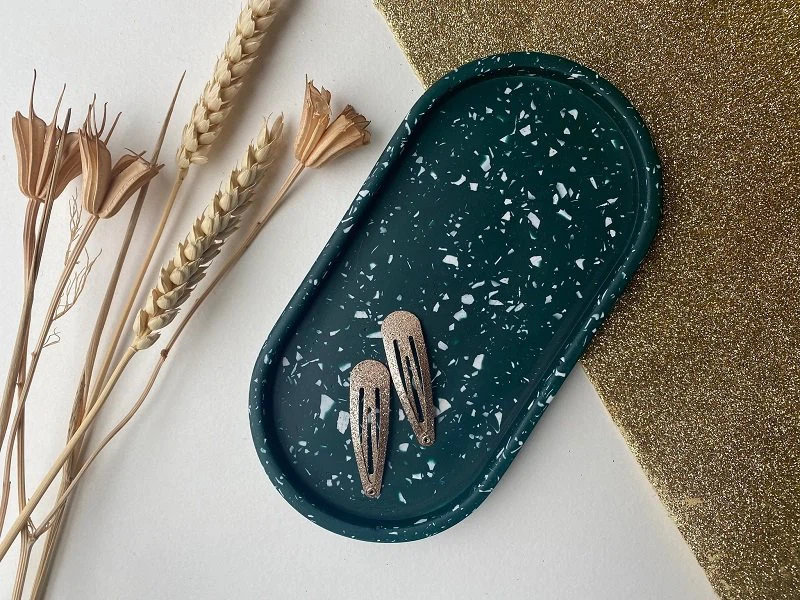 Elegant Black Terrazzo Tray For Dinner