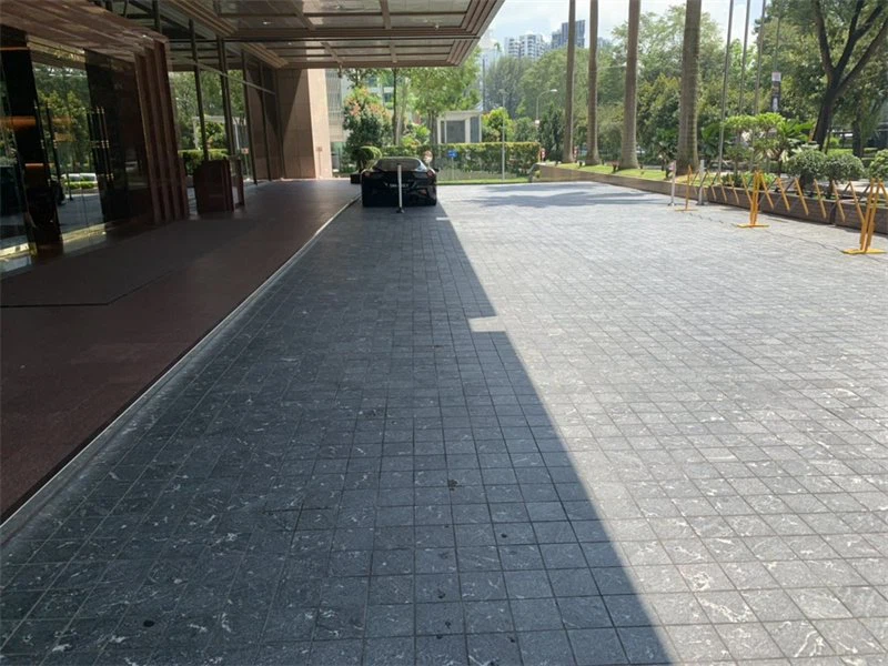 Flamed Black Granite Paving in Outdoor Area