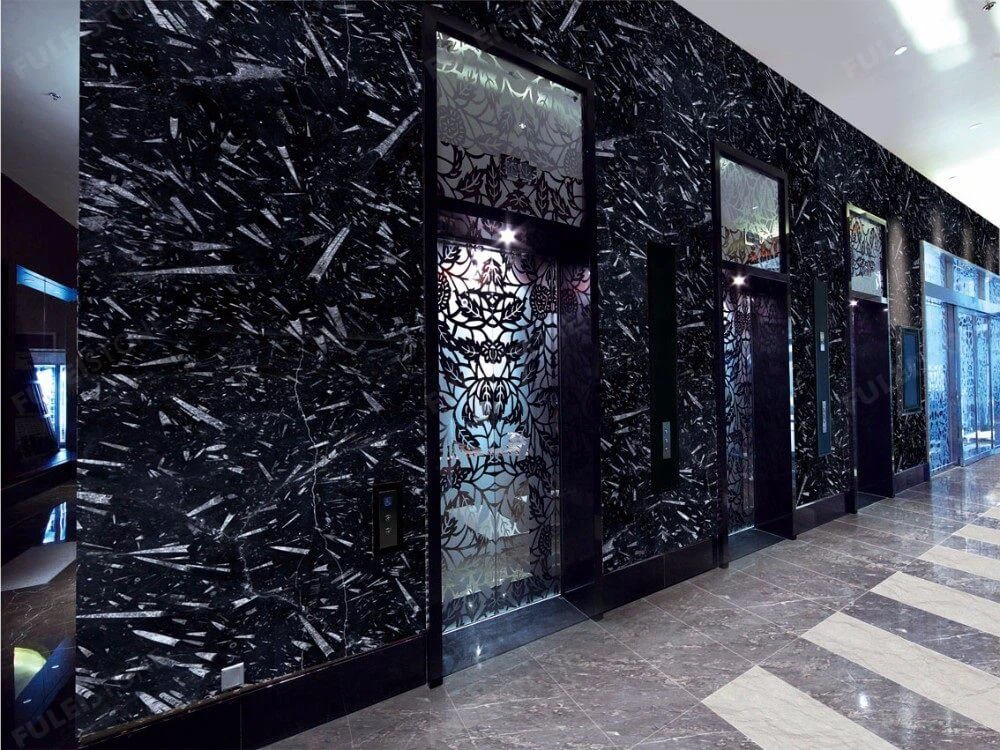 Fossil Black Marble Slabs And Flooring Tiles