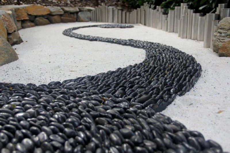 Landscape River Rock Polished Black Pebble Stone