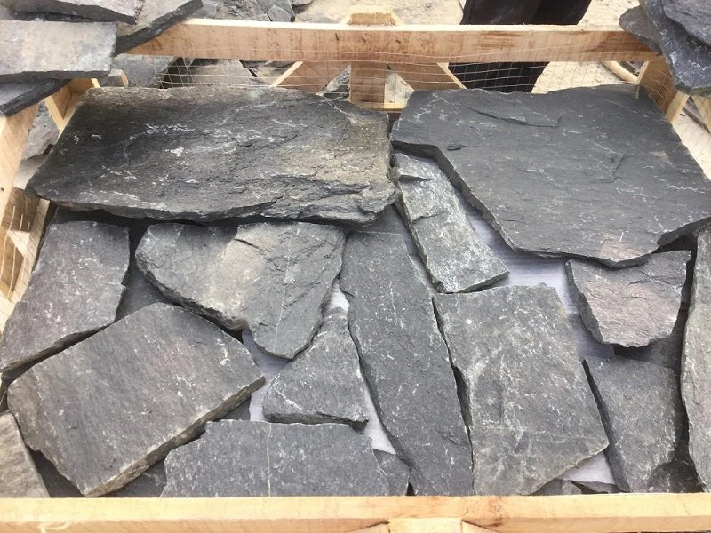 Natural Chinese Black Quartzite Loose Wall Stone Tiles