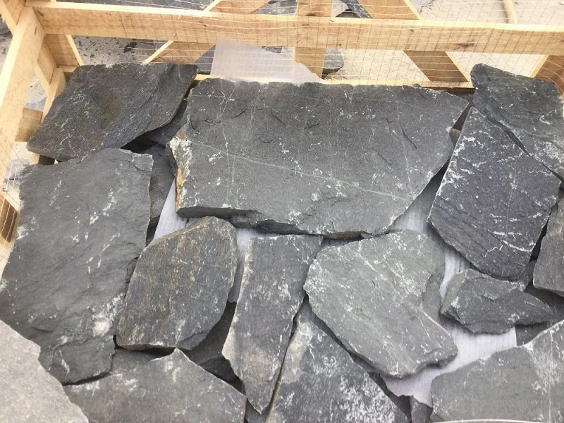 Natural Chinese Black Quartzite Loose Wall Stone Tiles