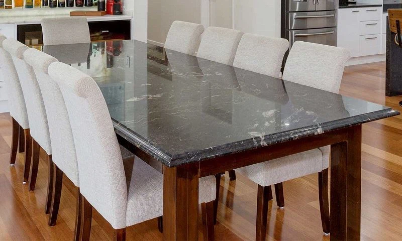 Polished Black Forest Granite Dining Table