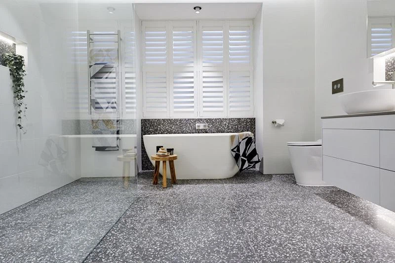 Polished Black Terrazzo Flooring Tiles For Home Bathroom Kitchen