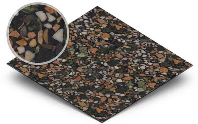 Polished Prefab Black Epoxy Porcelain Tiles Artificial Stone Terrazzo Floor