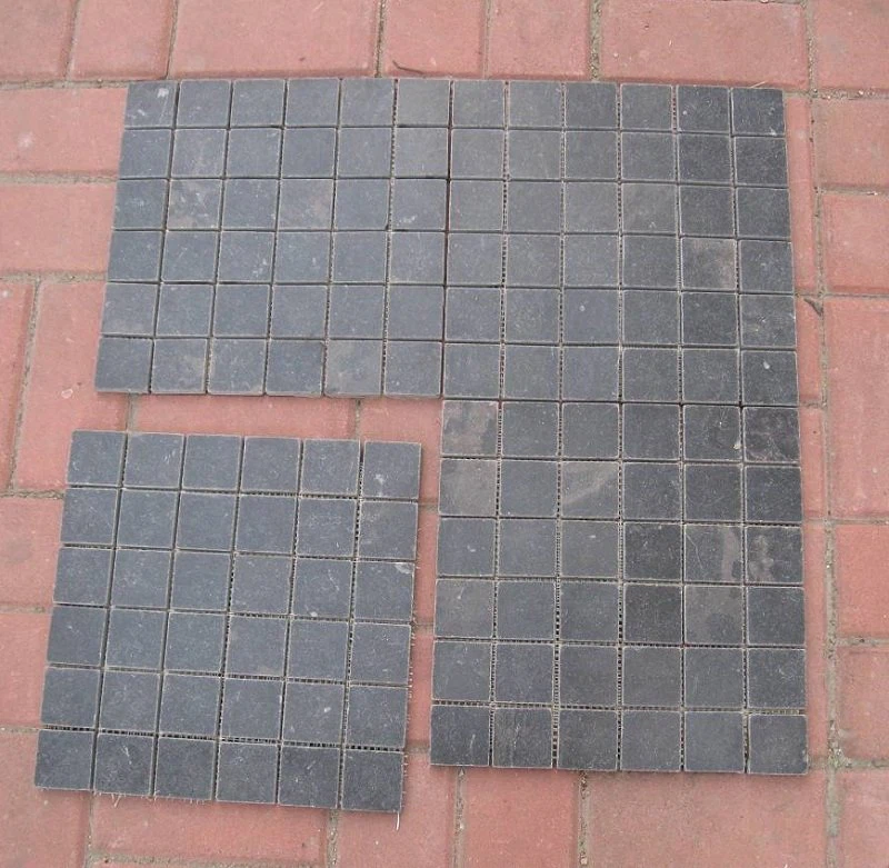 Square Shape Black Limestone Mosaic Tiles