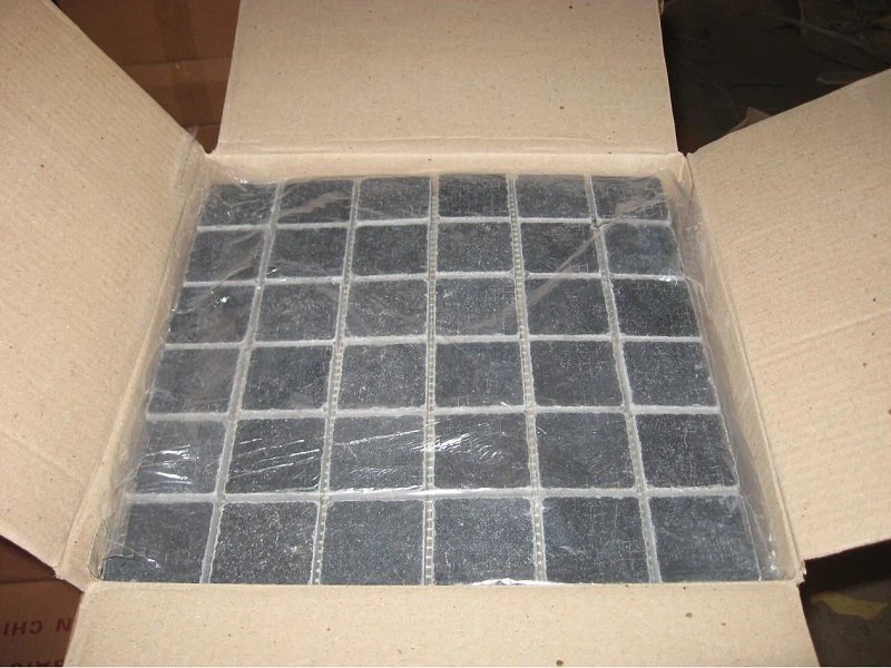 Square Shape Black Limestone Mosaic Tiles