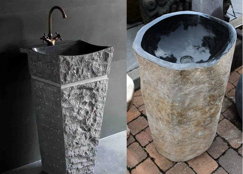 Wholesale Black Basalt Pedestal Sink For Outdoor