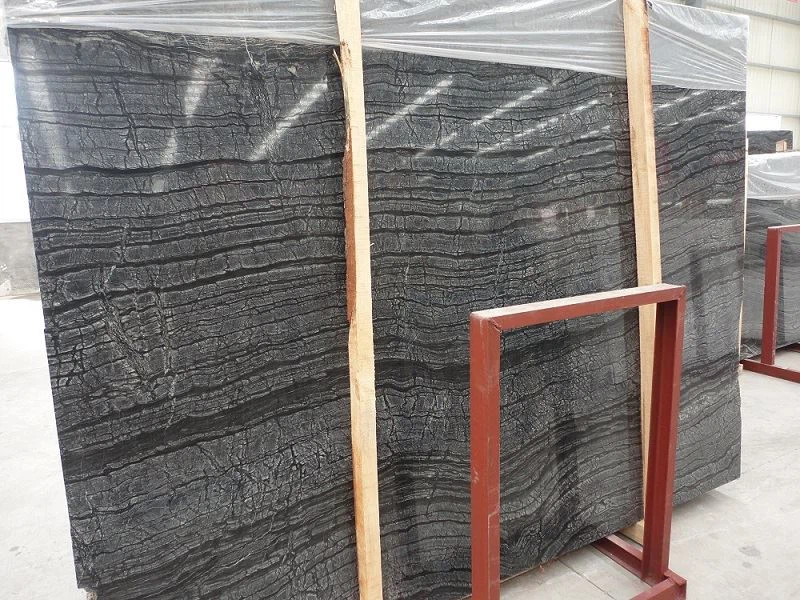 Wooden Black Marble Slabs
