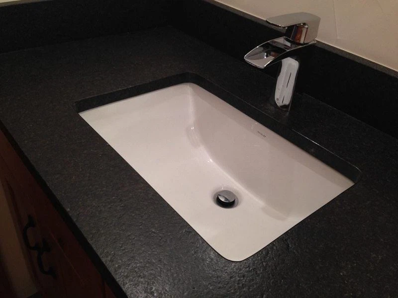 Absolute Black Leathered Granite Countertop