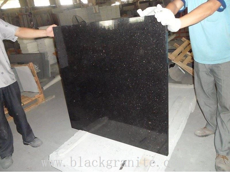 Black Galaxy Granite Leathered Flooring Tile 12x12