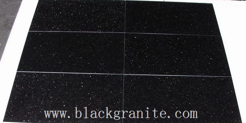 Black Galaxy Granite Leathered Flooring Tile 12x12