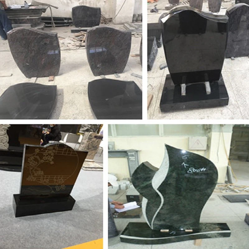 Carved Black Granite Gravestone
