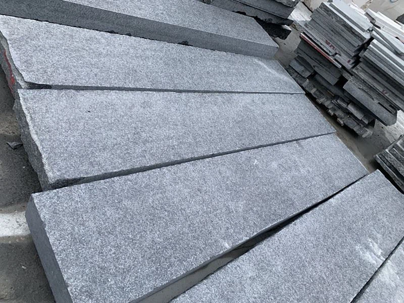 Flamed And Water Jet Black Diamond Granite Outdoor Steps