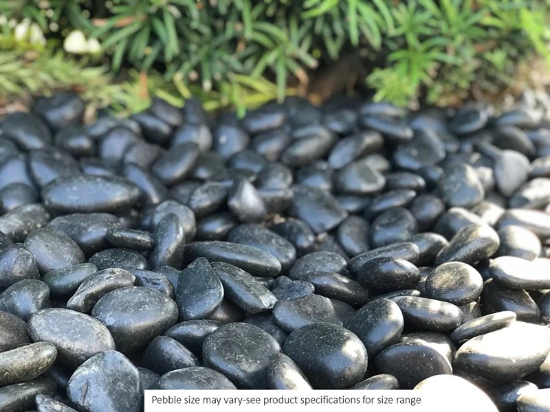 Polished Black Pebble Landscaping Stone