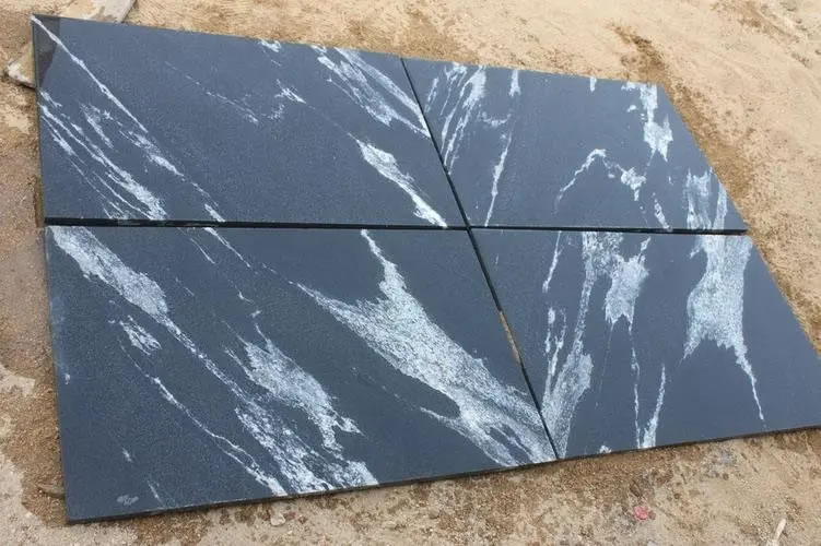 black granite tile floor
