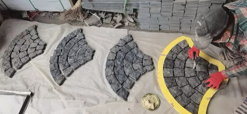 black limestone cobbles