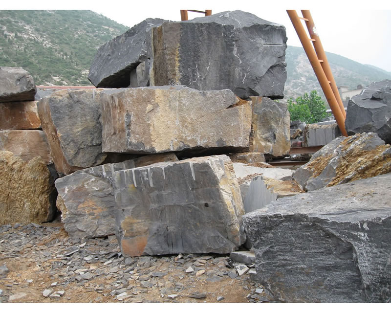 black limestone quarry rock